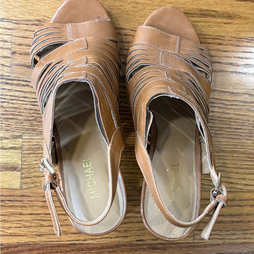 Michael Kors 4" Tan Strappy Heels - Picture 4 of 9